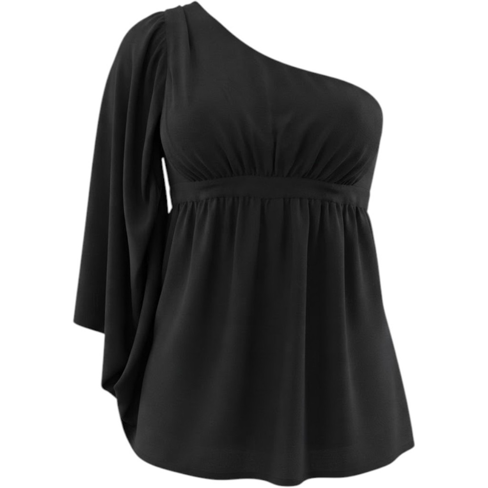 Akira Black Label One Shoulder Top Women Small Black Draped